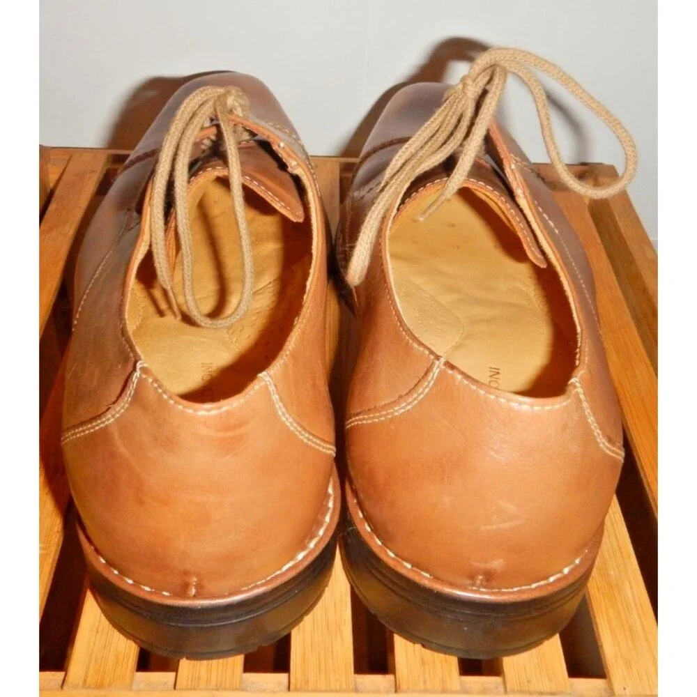 Sandro Moscoloni Men's Leather Shoes Size 14D Tan Cognac Lace-Up Made in Brazil